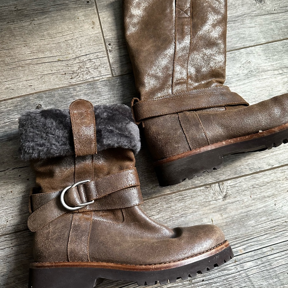 Brunello Cucinelli Fur Trimmed Boots 37.5
